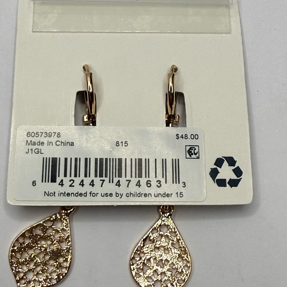 Delicate Filigree Drop Earrings - Rose Gold - Picture 3 of 5